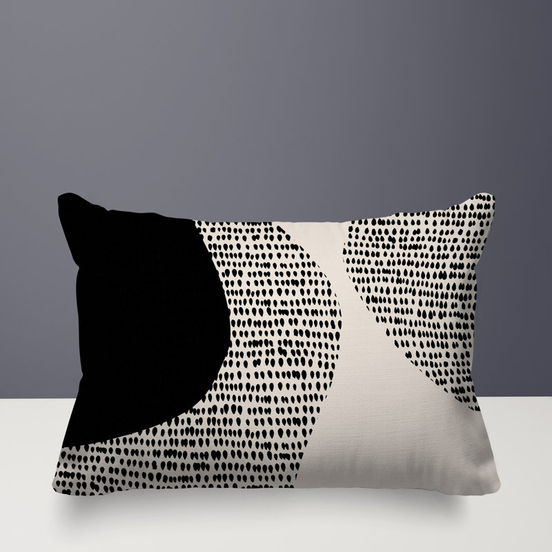 Coussin lombaire réversible intérieur / extérieur Vikka, H 14 po x l 20 po, Blanc cassé / noir
