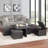 Square Coffee Table With 4 Storage Stools In Rustic-473735018