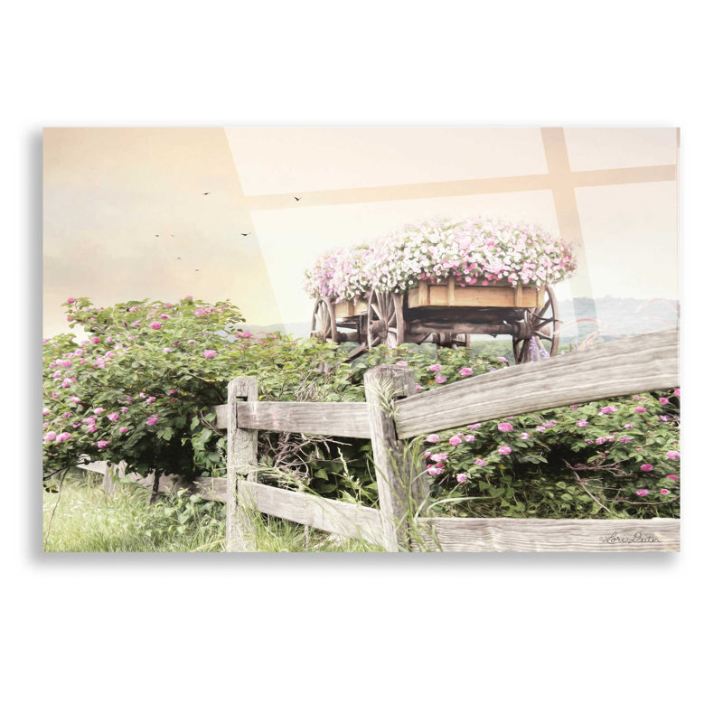«Flower Wagon» par Lori Deiter, art mural en verre acrylique, H 12 po x l 16 po x P 0,13 po