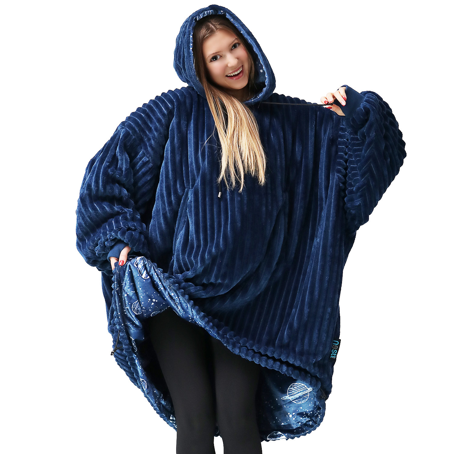 You can get a giant teddy fleece-lined hoodie blanket for these