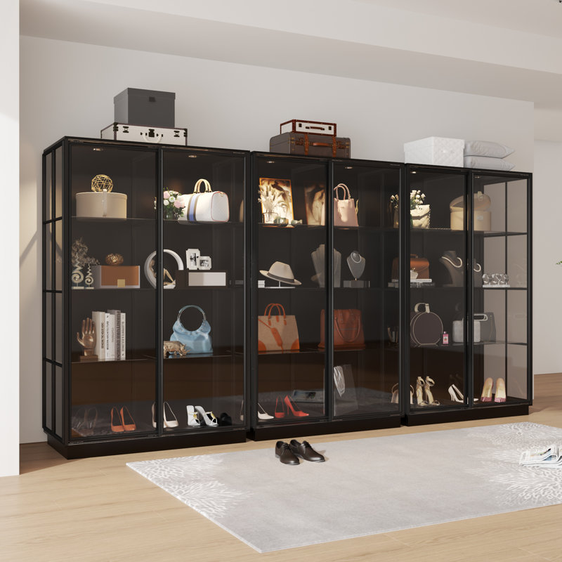 Triple Glass-Door Closet System With LED Lighting