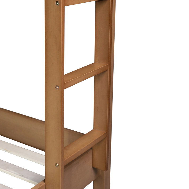 Lit simple au-dessus d'un lit superposé - revêtu de tissu, structure en bois d'hévéa, garde-corps sécurisés, solution de rangement sous le lit en molleton, base en bois d'hévéa, garde-corps pour,