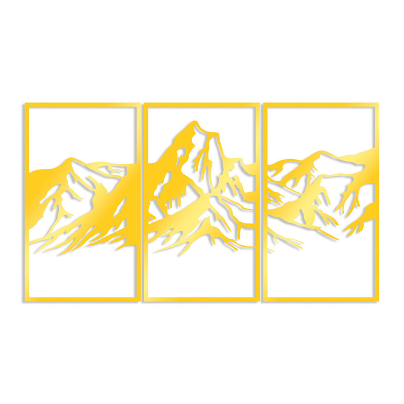 Elegant Decorative Metal Wall Accessory (3 Pieces), Gold Finish, 16.5 x 28.3 inches | Durable Metal Body, Thickness: 0.06 inches | Perfect for Modern Home Decor, Stylish & Eye-Catching Design