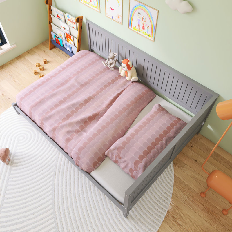 Modern Full Size Wood Bed, Gray