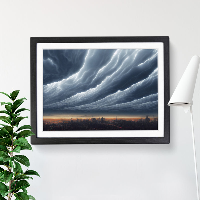 Cyberpunk Storm Clouds - Framed Print, Black, 46cm H x 64cm W x 2cm D