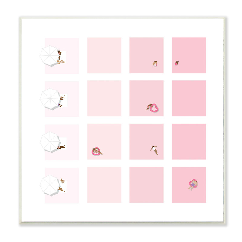 Motif géométrique rose abstrait d'une piscine tropicale, H 12 po x l 12 po x P 0,5 po, Plaque murale