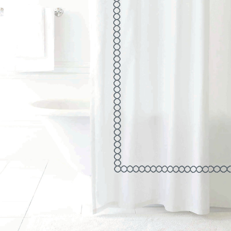 Clean Design Home x Martex Savoy 400 Thread Count Single Shower Curtain, Blue