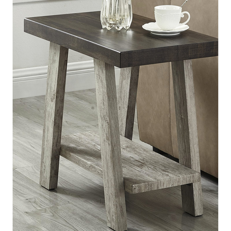 Table d'appoint contemporaine avec piètement en noyer vieilli et gris
