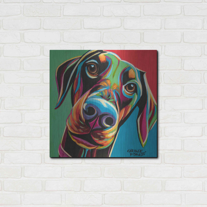 «Chroma Dogs I» par Carolee Vitaletti, art mural en métal, H 24 po x l 24 po x P 0,13 po