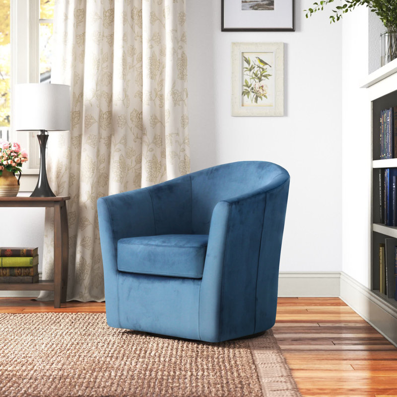 Fauteuil demi-tonneau pivotant 31 po Hansell, Velours performance parisien Chantel
