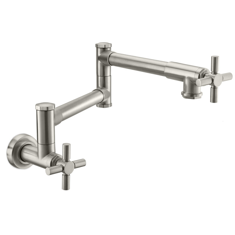 Descanso Series Pot Filler - Smooth Handle, Polished Nickel, Cross Handle