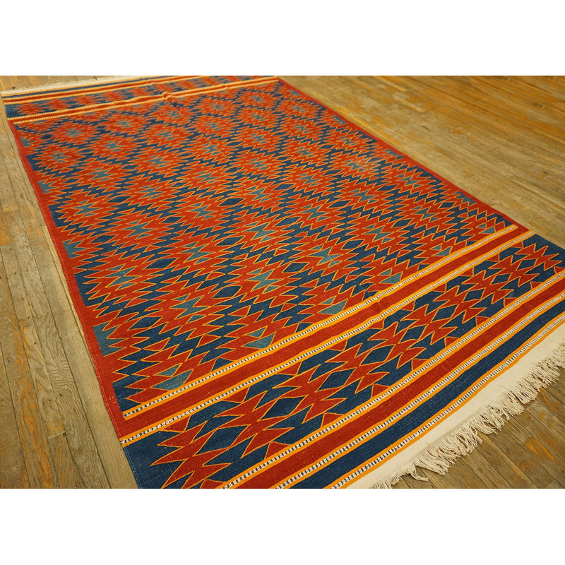 Antique Dhurrie Hallway Runner Cotton Blue Rug