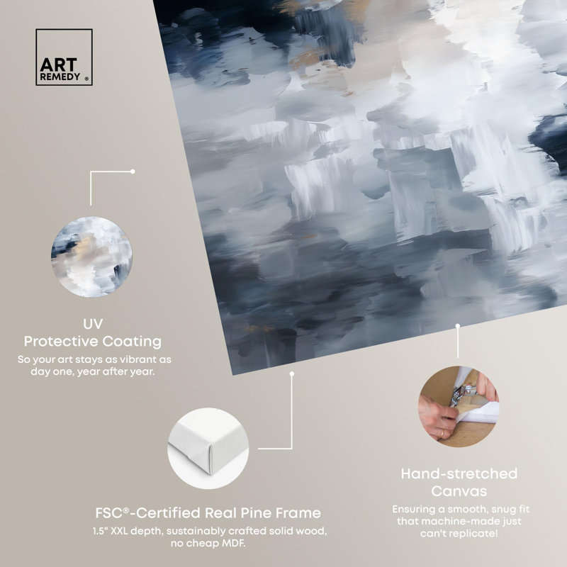Art mural abstrait Midnight and Ivory II par Art Remedy, H 30 po x l 30 po, Toile tendue
