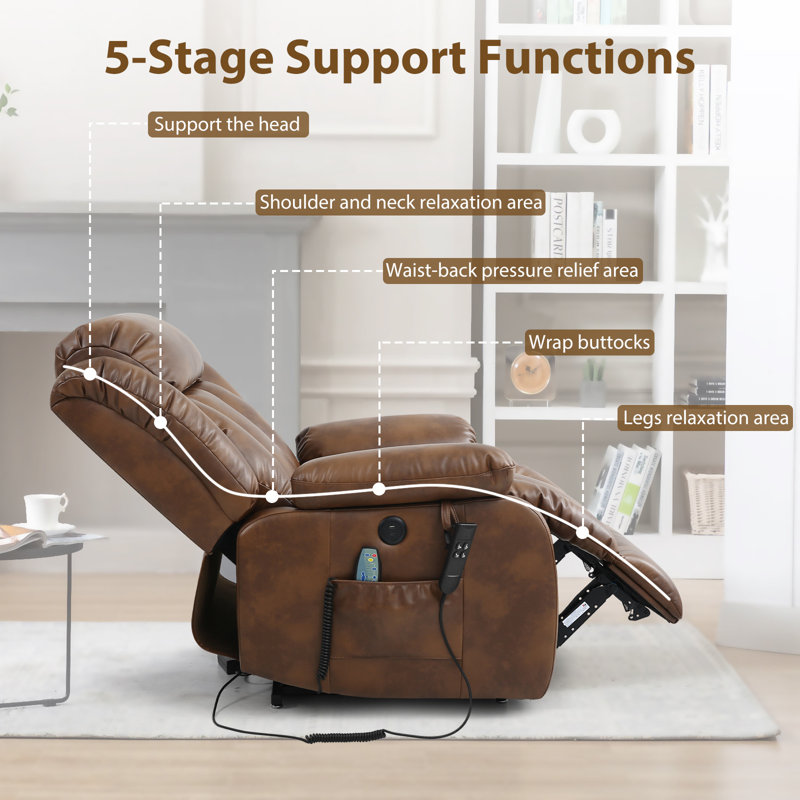 Fauteuil inclinable électrique Brennin, Similicuir ocre
