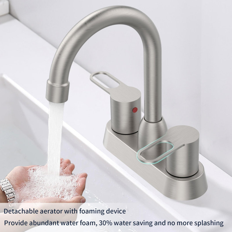 Bathroom faucet with 360 degree turn spout, Brushed Nickel