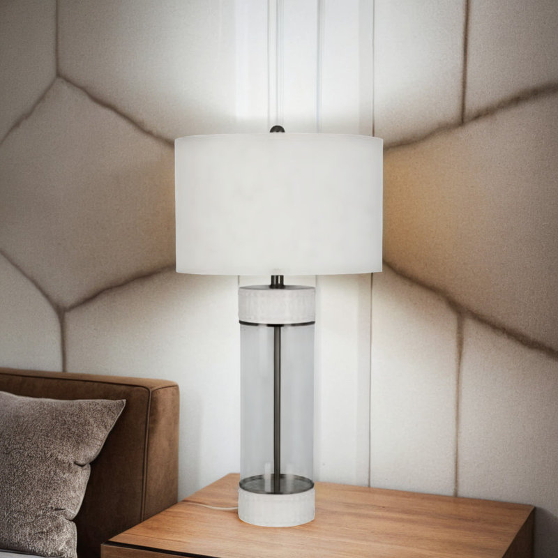 Lampe de table en verre et céramique