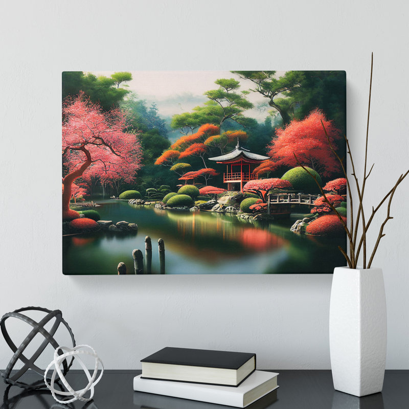 Japanese Garden Pond Vol.1 - Wrapped Canvas, 35cm H x 50cm W x 3cm D