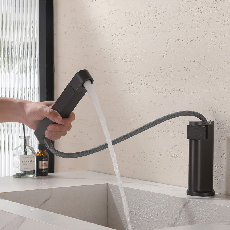 Robinet de salle de bain moderne rétractable 7,2 "avec affichage numérique de la température, Gunmetal Grey