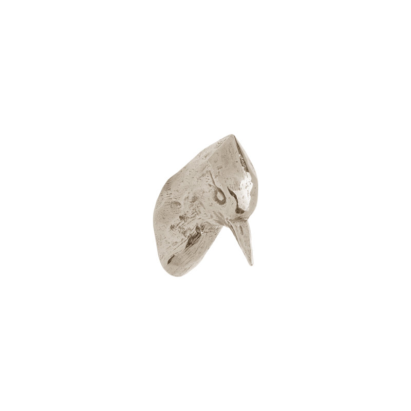 Bird in. Hand Painted Knob, White Bronze Brushed