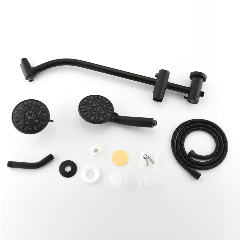 Pomme de douche combinée à barre coulissante 26 po en acier inoxydable 26 po à 7 réglages de pression, Noir mat