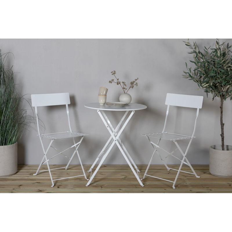 Jadan 2 - Person Patio Dining Set with Round Table, White