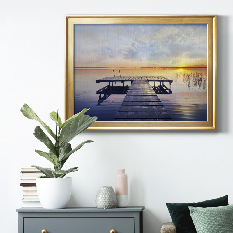 «Evening Calm», toile encadrée de qualité supérieure - prête à être accrochée, H 26,5 po x l 36,5 po x P 1 po, Cadre doré