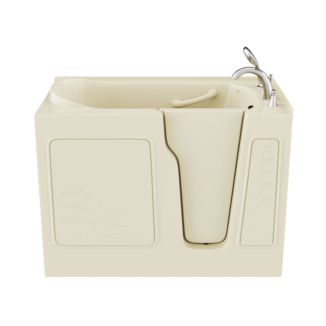 Flagstaff 52" x 29" Walk-in Soaking Porcelain Enameled Steel Bathtub with Faucet and Integrated Seat Therapeutic Tubs