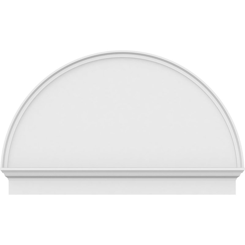 50"W x 31-3/4"H x 2-3/4"P Half Round Smooth Architectural Grade PVC Combination Pediment, 31-3/4" H  x 50" W  x  2-3/4" D