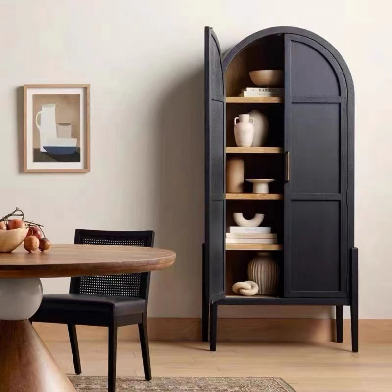 American-style Simple Solid Wood Black Wardrobe