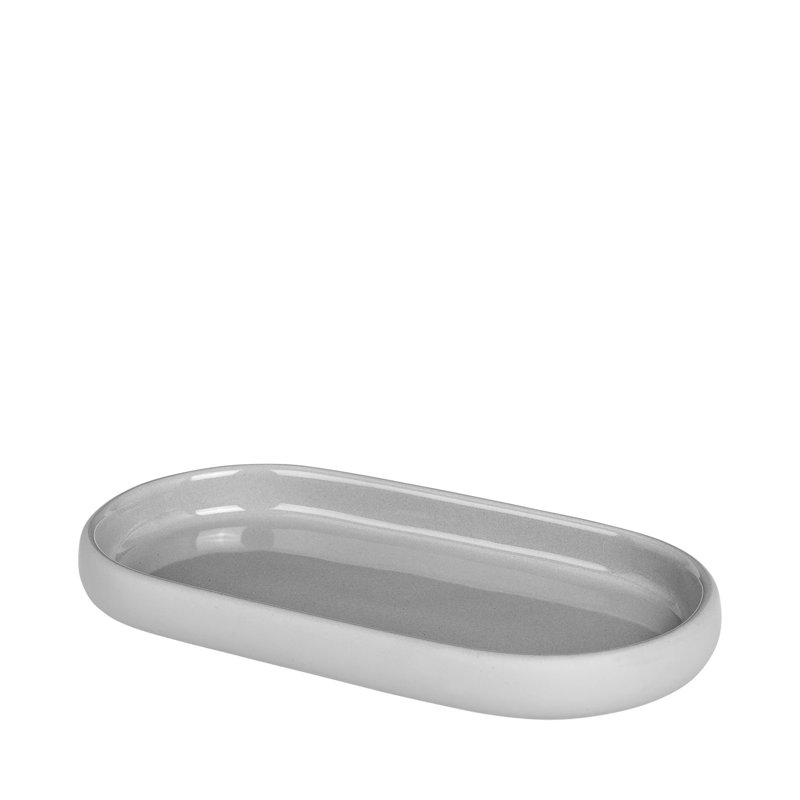 Sono Oval Silky Matte Ceramic Bathroom Tray - Microchip