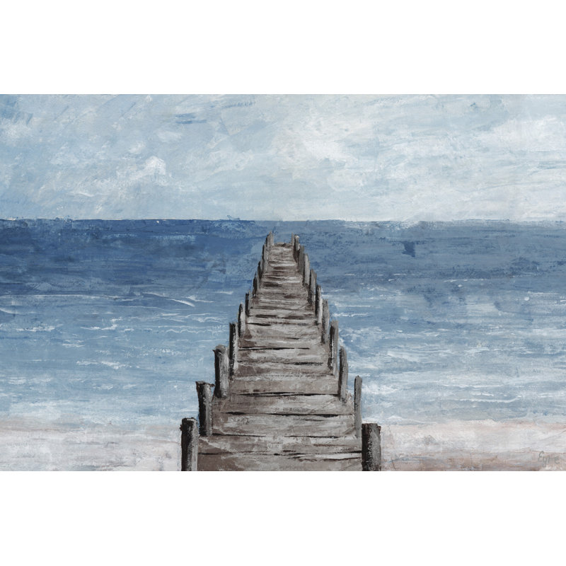 «Old Dock» par Eyre Tarney - peinture sur toile tendue, H 16 po x l 24 po x P 1,5 po