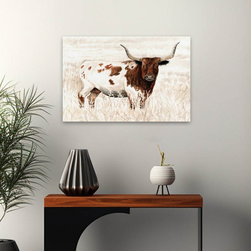«Longhorn and Proud», art contemporain de la vache au Texas, H 24 po x l 16 po