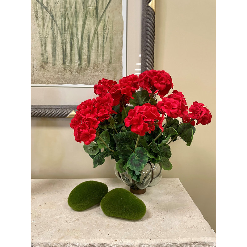 19'' Faux Flowering Plant, Red
