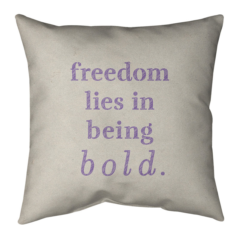 Coussin «Hand Bold», 14 po x 14 po, Blanc / Mauve