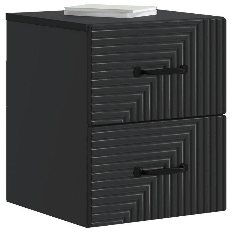 34.5cm W Manufactured Wood Bedside Table, Black