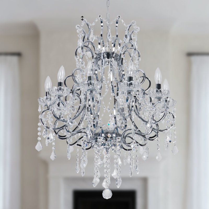 Tomball 10 - Light 24.5"W Dimmable Traditional Classic Chandelier with Crystal & Metal Frame for Living Room or Dining Room