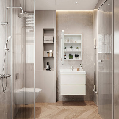 Armoire à pharmacie 24 po x 32 po à fixation murale ou encastrée en métal blanc avec miroir