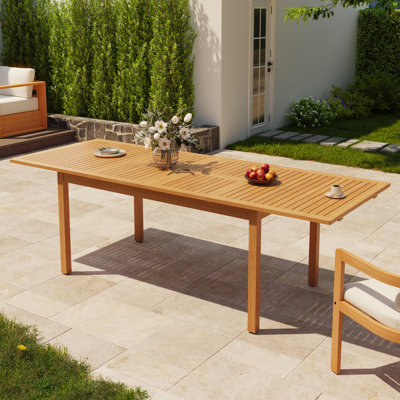 63''-95.3” L Extendable Outdoor Dining Table With Umbrella Hole