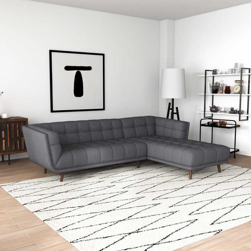 Cropsey Right Sectional Fabric Sofa, Gray Linen
