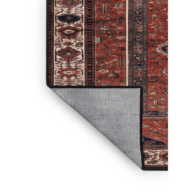 Tapis brun turc lavable à la machine, Rond 3 pi