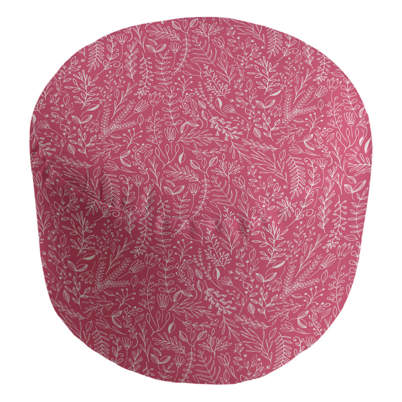 Avicia Upholstered Pouf, Red/White