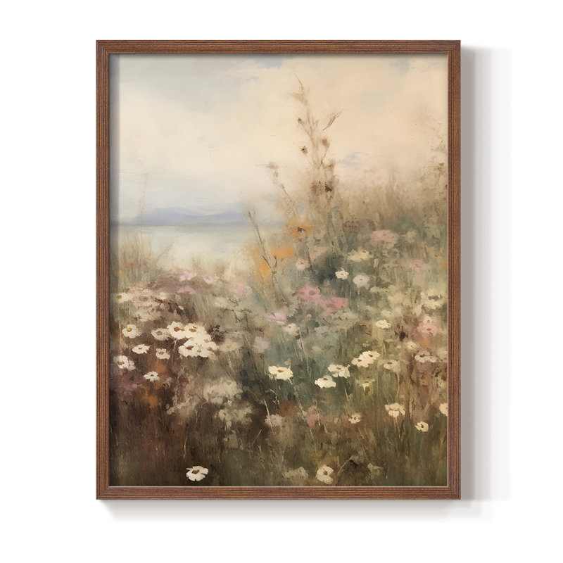 Impression florale vintage encadrée XLV III - bois massif, H 21 po x l 17 po, Noyer