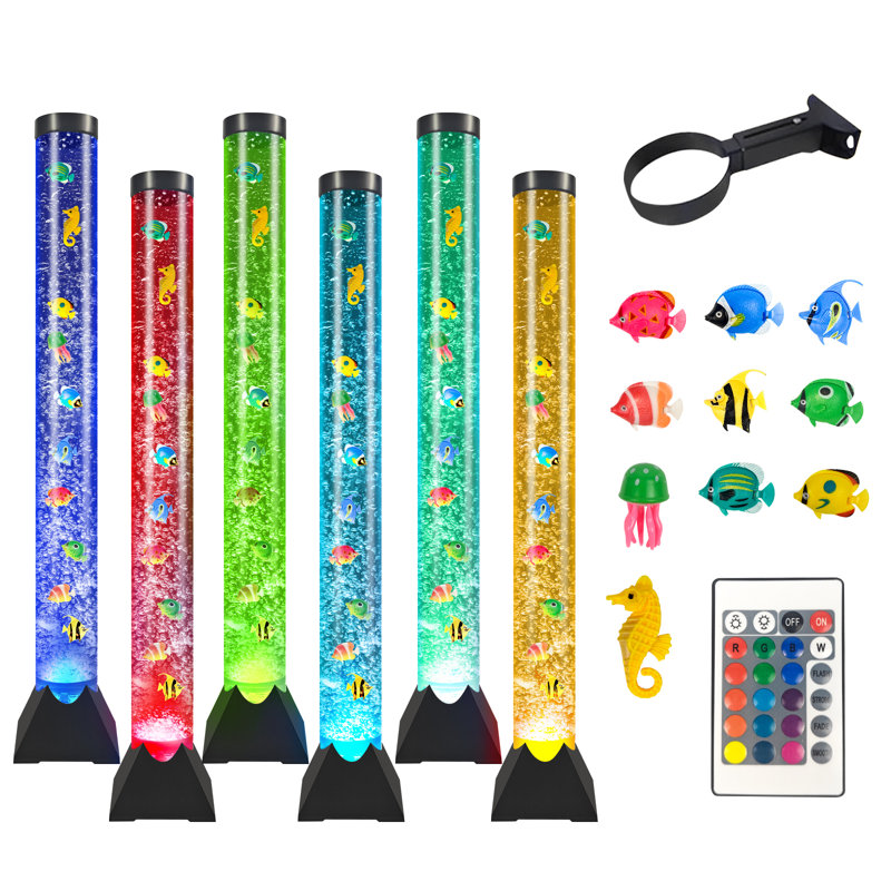 Sensory LED Water Bubble Tube Lamp (Aquarium Sensory Fish Tube Floor Light) with 16 Colour Changing Night Light Effects