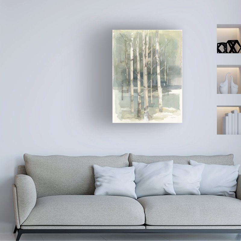 «Birch Grove I» par Avery Tillmon - peinture sur toile tendue, H 24 po x l 18 po x P 2 po
