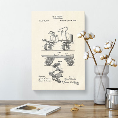 Roller Skate Patent - Wrapped Canvas