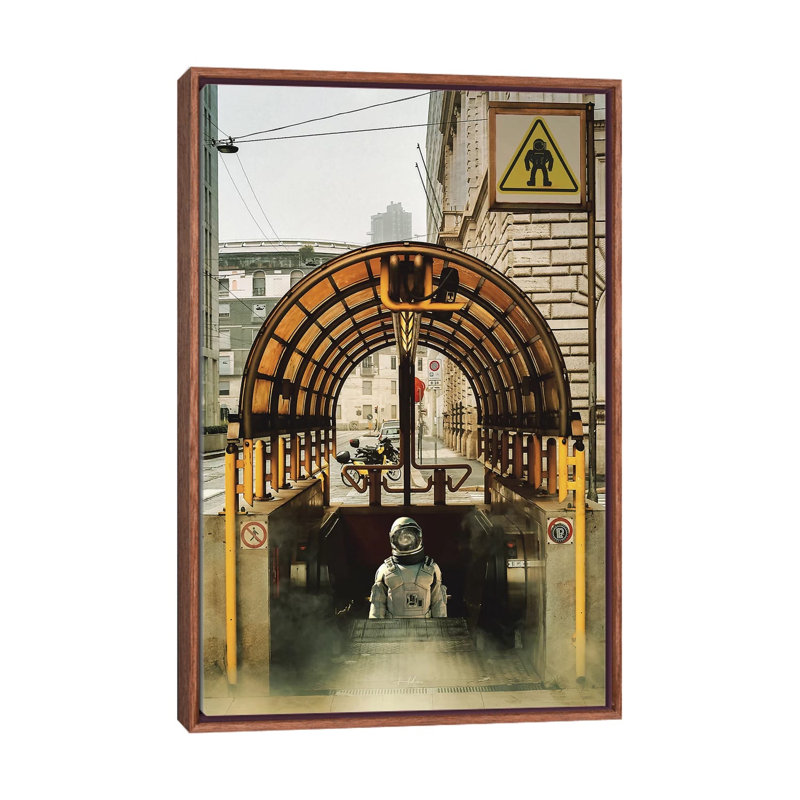 Astro Subway by Rob Hakemo - Print on Canvas, 152.5 cm H x 101.5 cm W, Classic Brown Wood Framed