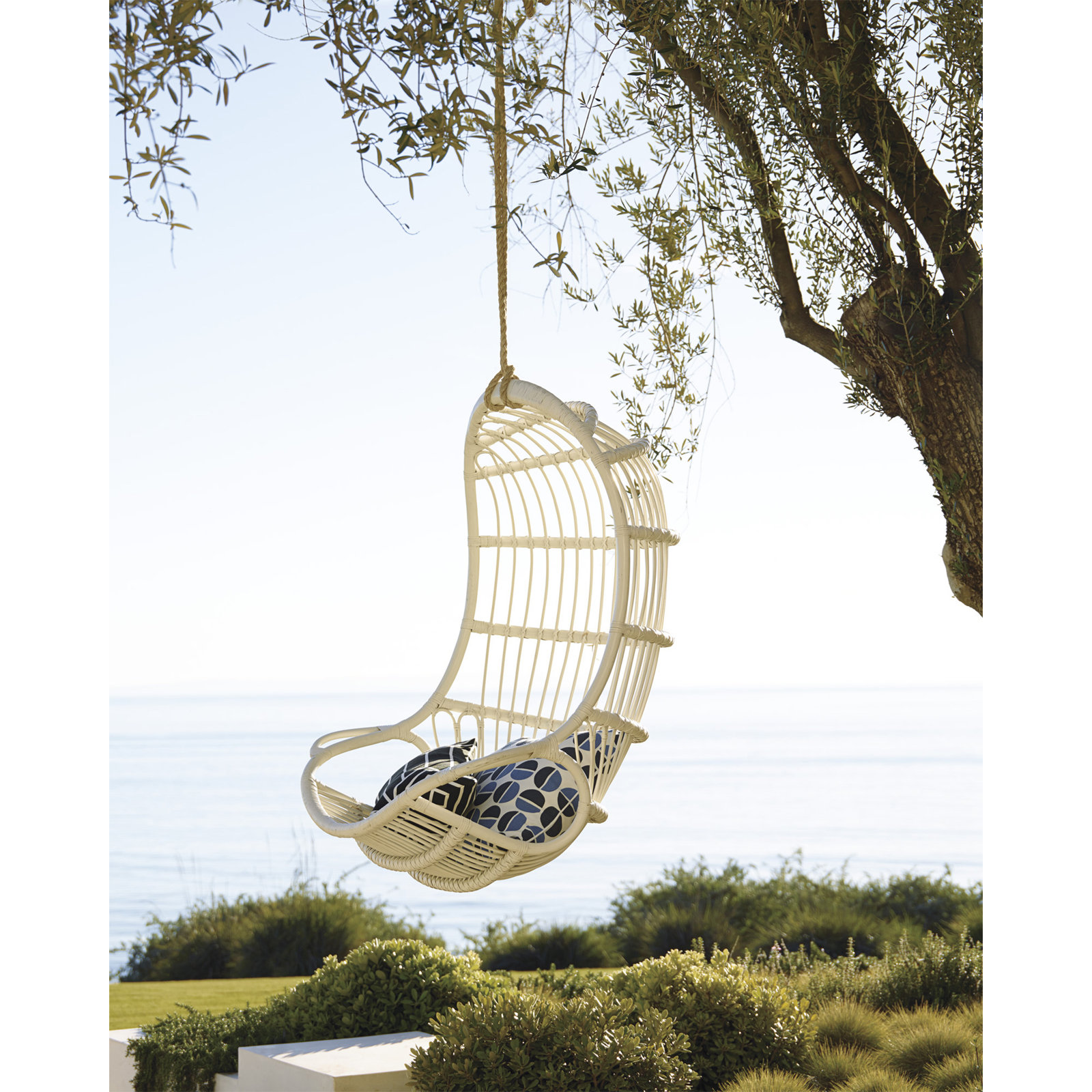 Riviera Rattan Hanging Chair - White