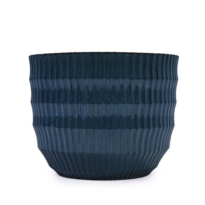 Bleu antique, pots de fleurs en céramique 4 pièces, résistants aux intempéries, construction renforcée, drainage intégré, croissance des plantes, pots de fleurs avec drainage pour le développement des racines,