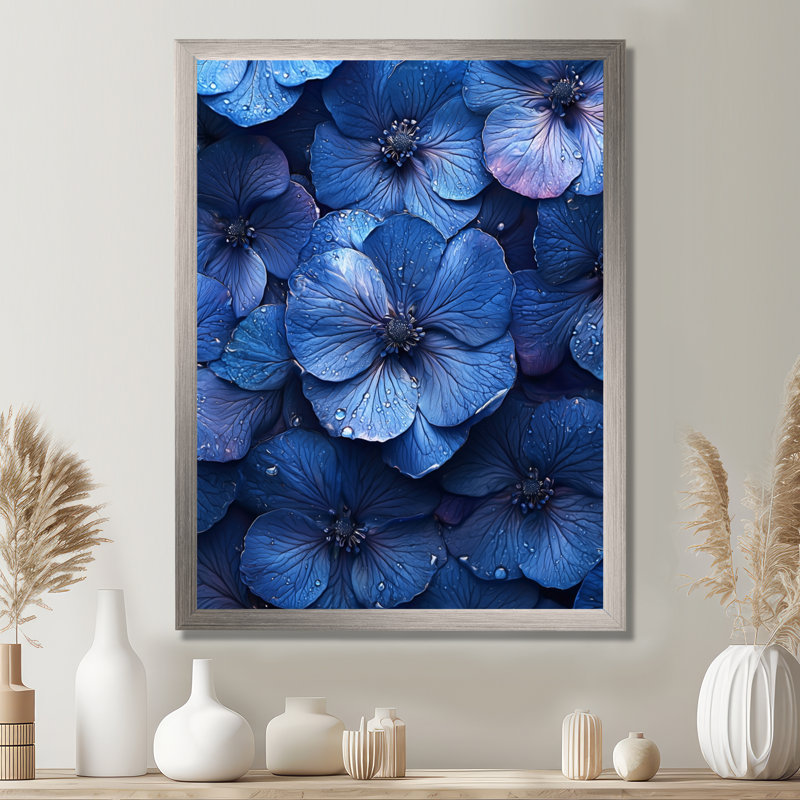 Anding - salon d'art mural floral, H 32 po x l 16 po, Argent argent, Reproduction encadrée d'une seule photo