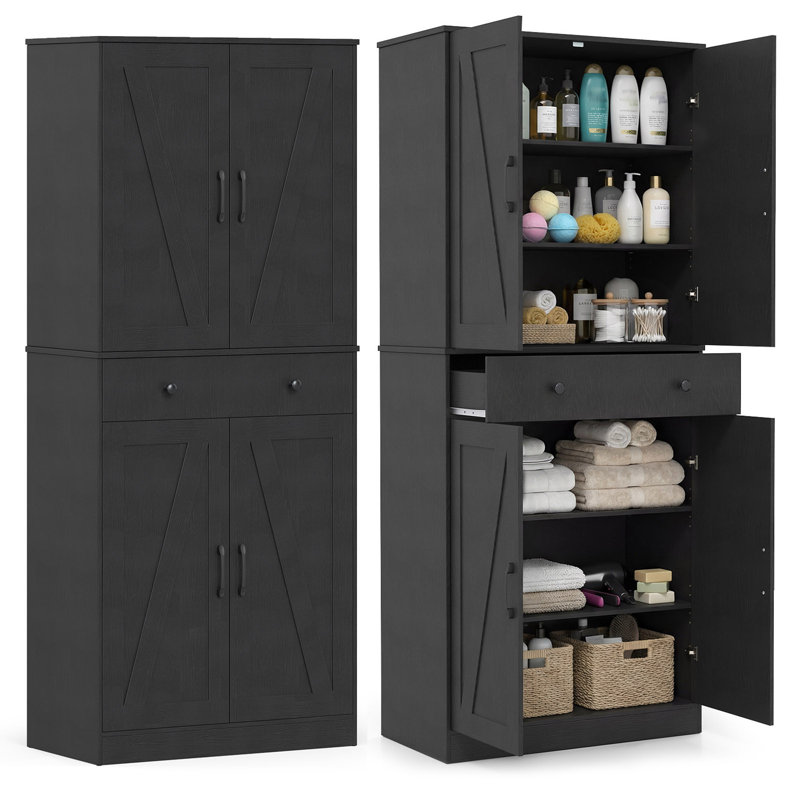 183cm Kitchen Pantry, Black